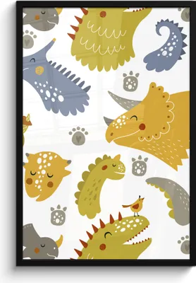Produktbild von MuchoWow® MuchoWow® Gerahmtes Poster Dinosaurier - Schnittmuster - Jungen - Dino - Kinder 60x90 cm - Poster mit zchwarzem Bilderrahmen - Kunst