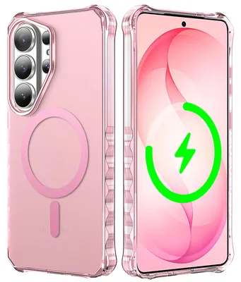 Produktbild von Magnetisch Hülle für Samsung Galaxy S26 Ultra, Kompatibel mit Magsafe, Wellenform Rahmen Matt Transluzente Stoßfeste Kratzfeste Handyhülle Pink