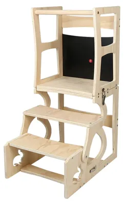 Produktbild von Montessori Lernturm Kindertritt - 4-in-1 Küchenhelfer - 4-stufiger Tritthocker - Holz, zum Zusammenbauen - Für Kinder ab 1 Jahr - Naturholz