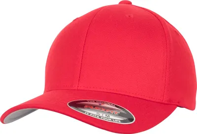Image de FLEXFIT 6477 | Casquette Flexfit Wool Blend, visière argentée - Couleur : Red - Taille : S/M