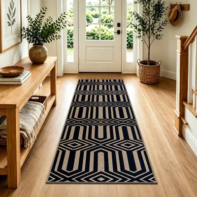 Image de Elzusha - Tapis de cuisine antidérapant avec aspect en jute
