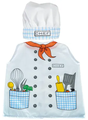 Produktbild von Kostüm, Karnevalskostüm, Verkleidung, Koch, Schürze, Kochmütze, Set für Kinder von 3-8 Jahren