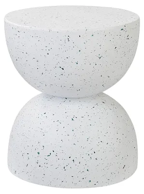 Produktbild von Runder Beistelltisch aus Beton und Glasfaser in weißer Terrazzo-Optik ⌀ 40 cm