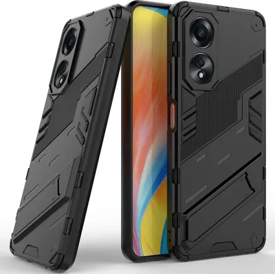 Produktbild von Armor Hülle für Oppo A58 4G, Hybrid PC TPU Bumper Stoßfestes Schutzhülle mit Standfunktion Schwarz