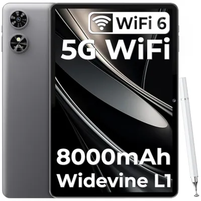 OUKITEL OT6 WiFi Tablets - 8000mAh Akku 12GB+64GB/1TB TF Android 13 Tablet 10.1 Zoll WiFi 6 Tablet BT5.0 Widevine L1/Google Augenschutz, Grau