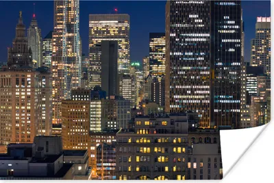 Produktbild von MuchoWow® Poster New York - USA - Nacht 120x80 cm - Bilder