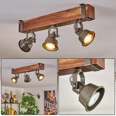 Produktbild von Villanuova moderne Deckenlampe aus Metall/Holz in Grün-Grau/Dunkelbraun