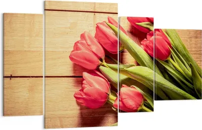 Produktbild von Bild auf Leinwand - Leinwandbild - Tulpen Blumenstrauß Sommer Garten - 120x70cm - Wand Bild - Wanddeko - Leinwanddruck - Bilder - Kunstdruck - Leinwand bilder - Wandkunst - DL120x70-2867