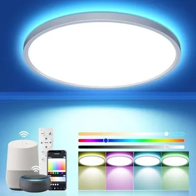 LED-Deckenleuchte RGB, 50 cm, dimmbar, mit Fernbedienung und App