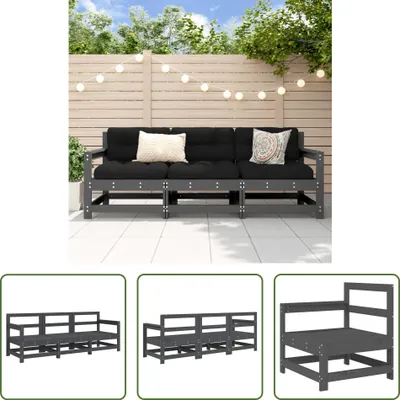 Produktbild von The Living Store 3-tlg. Garten-Lounge-Set Grau Massivholz Kiefer