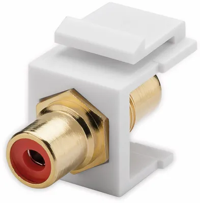Image de Module Keystone Cinch/RCA, rouge - 2x prises Cinch, rouges, plaquées or