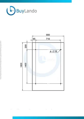 Produktbild von BuyLando (STR) 180x90 cm Milchglas Glasvordach inkl. Edelstahlhalter in Schwarz