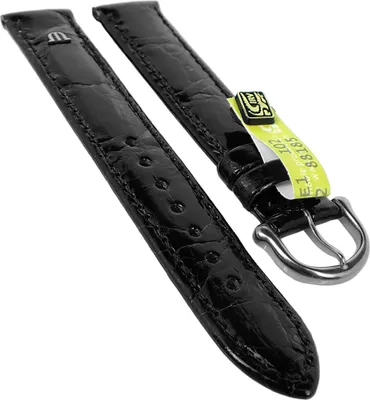 Produktbild von Maurice Lacroix | Echt KROKO Uhrenarmband | mit Naht, schwarz 34796, Stegbreite:18mm, Schließe:Silbern