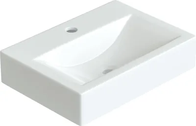 Produktbild von AQUABATOS Aufsatzwaschbecken Waschbecken Keramik Waschtisch Handwaschbecken, mit Hahnloch, Ohne Überlauf, Ohne wasserhahn, Ohne ablaufventil, Weiß, Eckig 455 x 330 x 100 mm