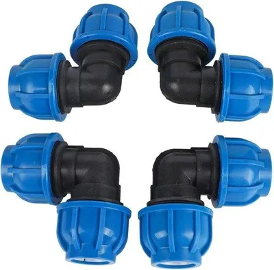 Produktbild von 4-teilige Gartenschlauchkupplung PE Kunststoff 32mm Winkeladapter