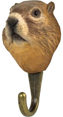 Immagine prodotto di Gancio a parete Decohook a forma di marmotta (intagliato a mano) per il giardino naturale