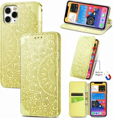 Produktbild von König Design Hülle kompatibel mit Apple iPhone 11 Pro Max Kunstleder Handyhülle - Handy Case Gelb