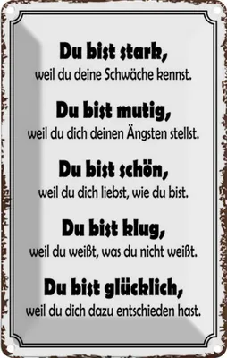 Produktbild von vianmo Blechschild 18x12 cm Du bist stark, mutig, schön Dekoration Spruch Zitat