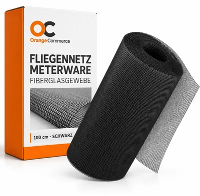 Produktbild von Fliegennetz 1,76€/m² Meterware Fliegengitter Insektenschutz Gitter Fiberglas 1,00 Meter Schwarz