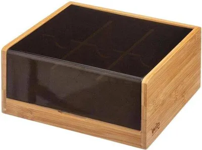 Produktbild von Schwarzes 6-Fach-Bambus-Regal, 5-teilig, multifunktional