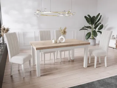 Produktbild von Moderner Rechteckiger Ausziehbarer Esstisch - Platzsparend - Weißen Holzbeine - 120 bis 160 cm - Hergestellt in EU - 120 x 80 cm - Sonoma Eiche