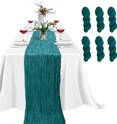 Produktbild von 6 Packungen 90x300cm Käsetuch-Tischläufer Für Babypartys, Hochzeiten, Ostern, Partys, Tische, Stühle, Dekoration, Boho-Gaze-Käsetuch-Tischläufer, Rustikaler, Transparenter Läufer (Grün)