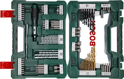 Produktbild von V-Line TiN-Bohrer- und Bit-Set, 91-teilig, Ratschen-Schraubendreher, Magnetstab