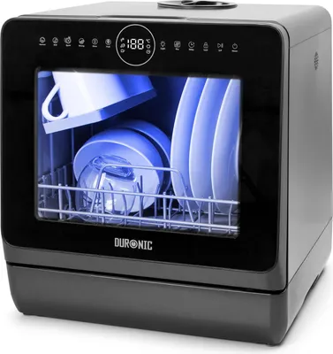 Produktbild von Duronic DW5 BK Tischgeschirrspüler, Mini Geschirrspüler für 3 Gedecke mit 6 Programmen, 5 l Wassertank, Wohnmobil, Küche, Camping oder Büro, 5 l Wassertank