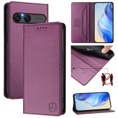 Produktbild von Lederhülle für Sony Xperia 10 VII Hülle Flip Brieftasche Kartenfächern Ständer Schutzhülle Lila