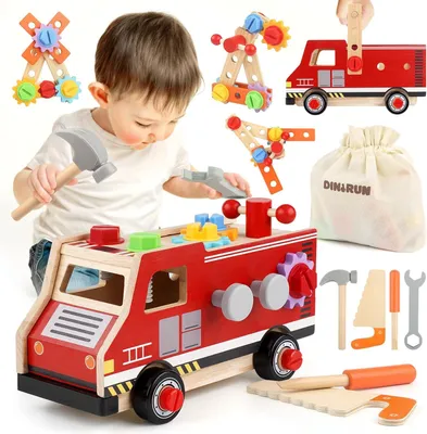 Produktbild von Montessori Werkzeugkoffer Holzspielzeug, 47 Teile, für Lernspielzeug