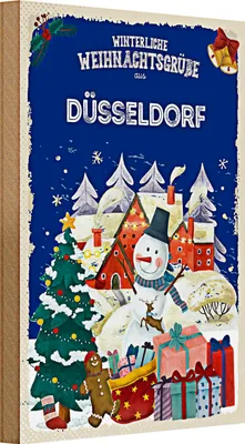 Produktbild von Holzschild Weihnachtsgrüße DÜSSELDORF 20x30cm