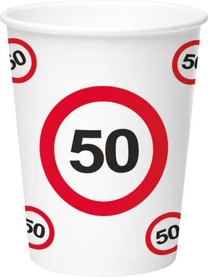 Produktbild von Pappbecher Verkehrsschild #50 | 8Stk./350ml