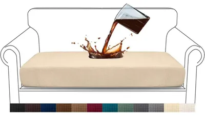 Produktbild von Sitzkissenbezug für Sofa 2 Sitzer Beige Wasserdicht Stretch Jacquard