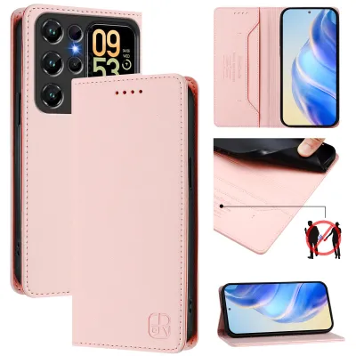Image de Etui en cuir pour Oukitel C62 / C62 Pro, étui à rabat avec fentes pour cartes, portefeuille et support Rose