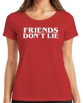 Imagen del producto de Camiseta para mujer, diseño "Amigos no mienten", ideal para fans de series retro, color rojo, talla 3XL