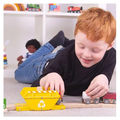 Produktbild von BigJigs Zugzubehör Recycling-Container - Holzspielzeug für Eisenbahnen