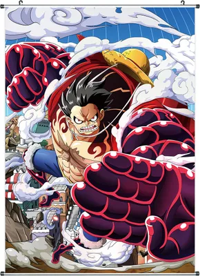Produktbild von One Piece Rollbild / Kakemono aus Stoff | Poster 60x90cm | Motiv: Ruffy Gear 3rd