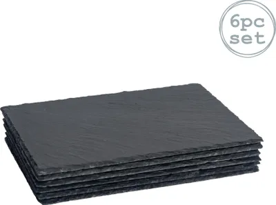 Produktbild von Argon Ta Rechteckige Servierplatten aus Schiefer – 30 x 20 cm – 6 Stück