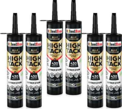 Produktbild von Isolbau Montagekleber High Tack - 6 x 470 g Extrem starker Hybrid MS Polymer Baukleber für Innen- & Außenbereich - 400 kg / 10 cm² - Weiß