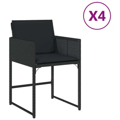 Produktbild von Gartenstühle mit Kissen 4 Stk. Schwarz Poly Rattan