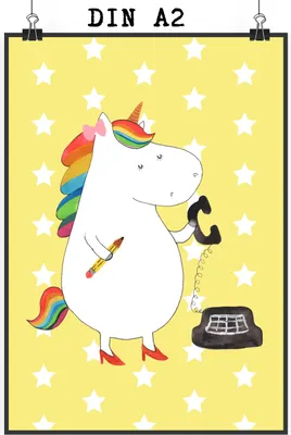 Produktbild von Mr. & Mrs. Panda Bild Einhorn Sekretärin DIN A2 - Gelb Pastell - Geschenk, Einhörner, Kunstdruck, Wandbild, drucke, wanddeko, Rechtsanwaltsgehilfin, Steuerkanzlei, Büro