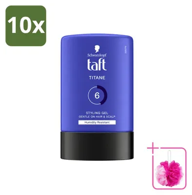 Imagen del producto de 10 unidades de gel fijador Taft Men Power Titane, fijación fuerte, 300 ml cada uno, pack ahorro