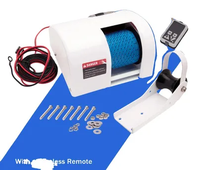 Produktbild von Elektrische Ankerwinde, 25 lbs Tragfähigkeit, 12V Getriebemotor, 100 ft geflochtenes Ankerseil, Vollstahlzahnräder, Rücklaufsperre
