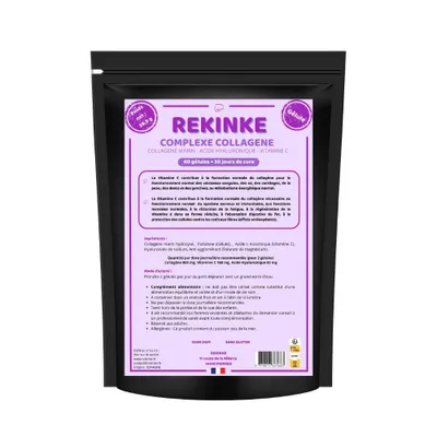 Image de Collagène marin + Vitamine C + acide hyaluronique 60 gélules REKINKE