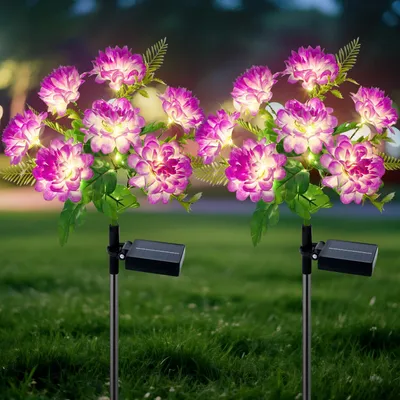 Solarlampen 2er-Set Chrysanthemen LED warmweiß 8 Modi IP65