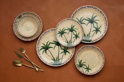 Obrázok produktu pre Hermia Concept, kvalitná 24-dielna sada riadu, 100 % keramika | 6 servírovacích tanierov (25 x 25 x 2,5 cm), 6 tanierov (21 x 21 x 3,5 cm), 6 misiek (14 x 14 x 4,5 cm), 6 dezertných tanierov (19 x 19 x 2 cm) | Vhodné do umývačky riadu a mikrovlnnej rúry.
