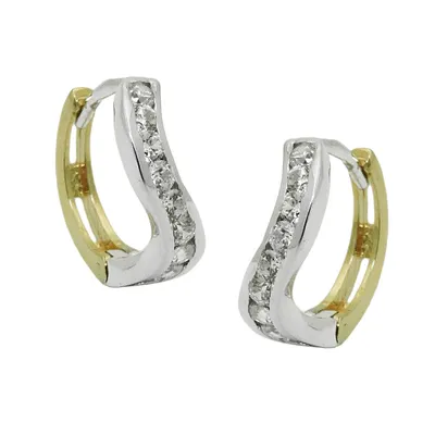 Produktbild von Creole 12x3mm Klappscharnier bicolor Zirkonias 9Kt GOLD bicolor 12x3mm