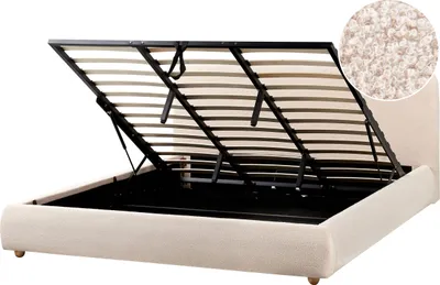 Obrázek produktu pro BELIANI Úložná postel světle béžová buklé čalounění 180 x 200 cm minimalistický moderní design úložný prostor ložnice