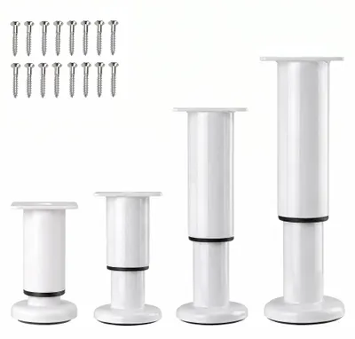 Möbelfüße Metall, 4 Stück, höhenverstellbar 18-32 cm, weiß