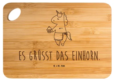 Produktbild von Mr. & Mrs. Panda Brett Einhorn Muffin - Transparent - Geschenk, Schneidebrett, Geburtstagsgrüße, Holzbrett, Glückwünsche, Frühstücksbrett, Frühstücksbrettchen, Kekse